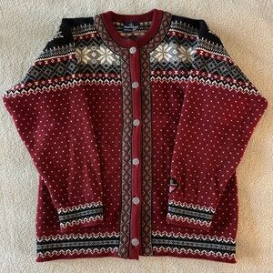 Skjaeveland Norwegian Wool Cardigan Sweater. Size XL